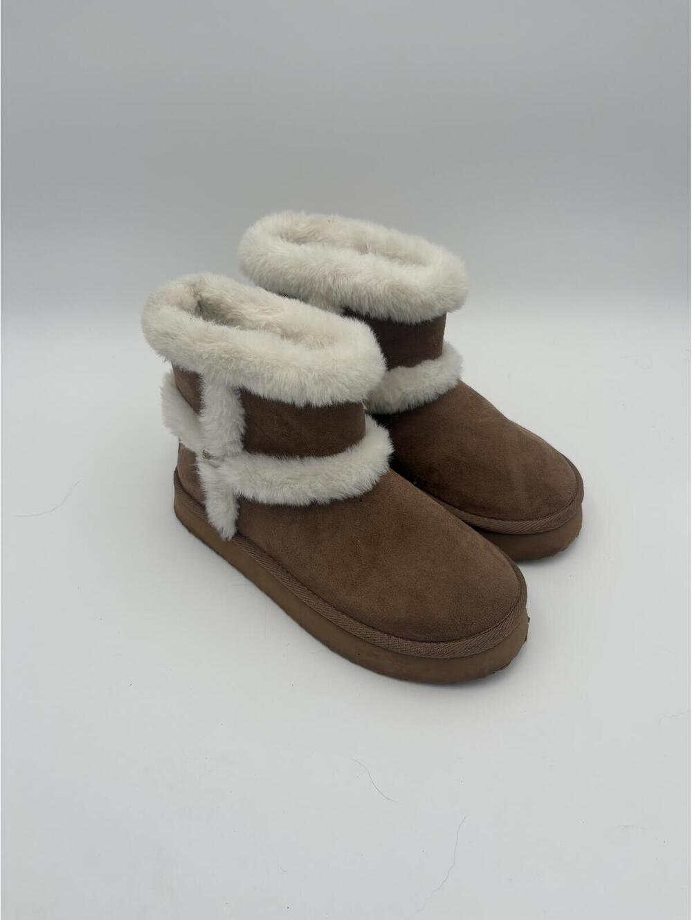 Juicy Couture Brown Suede Women's Size 6 Brown Faux Fur Trim Winter Boots - Picture 2 of 9